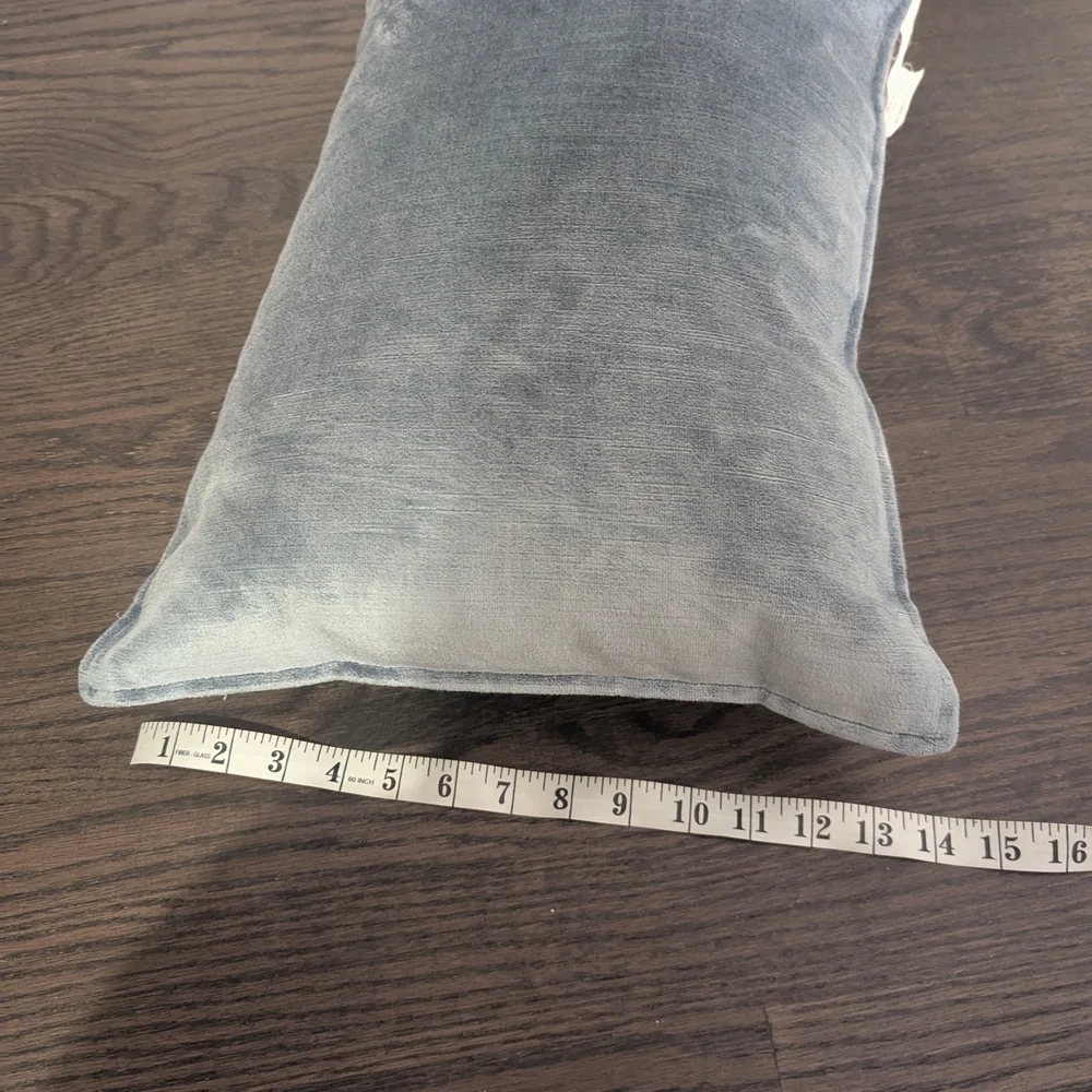 Good Condition Slate Blue Velvet Texture Pillow